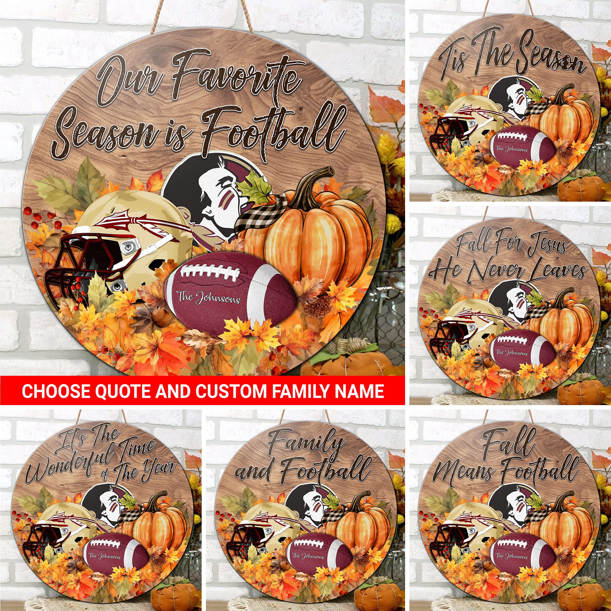 Florida State Seminoles Shape Wooden Sign Custom Your Family Name And Choose Your Quotes, Sport Sign, Sport Gifts For Fan, Home Decorations EHIVM-59971